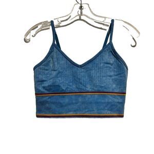 Free People Movement Varsity Tipping Tank Top Blue‎ XS Striped Spaghetti Strap